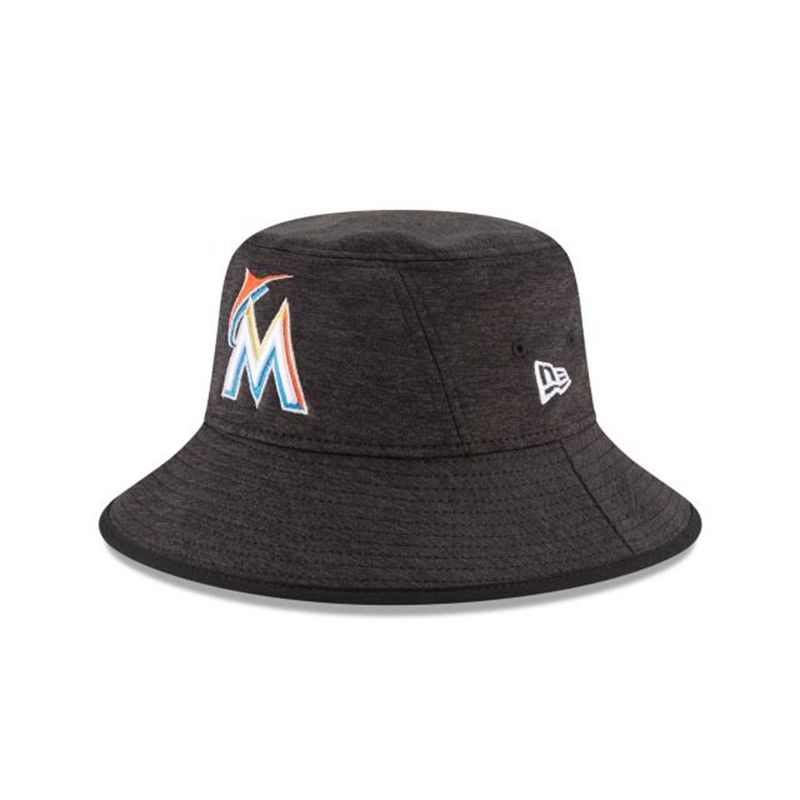 MLB Miami Marlins Shadowed Stretch (XCP9936) - Black New Era Bucket Hats